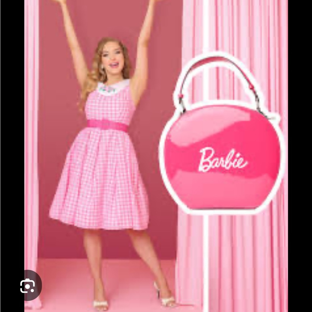 NWT Barbie Unique Vintage Pink Gingham Cotton Dancing Doll Swing Dress - Picture 2 of 13
